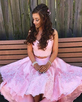 Vestido de fiesta clásico de dos piezas con corte A alto y bajo